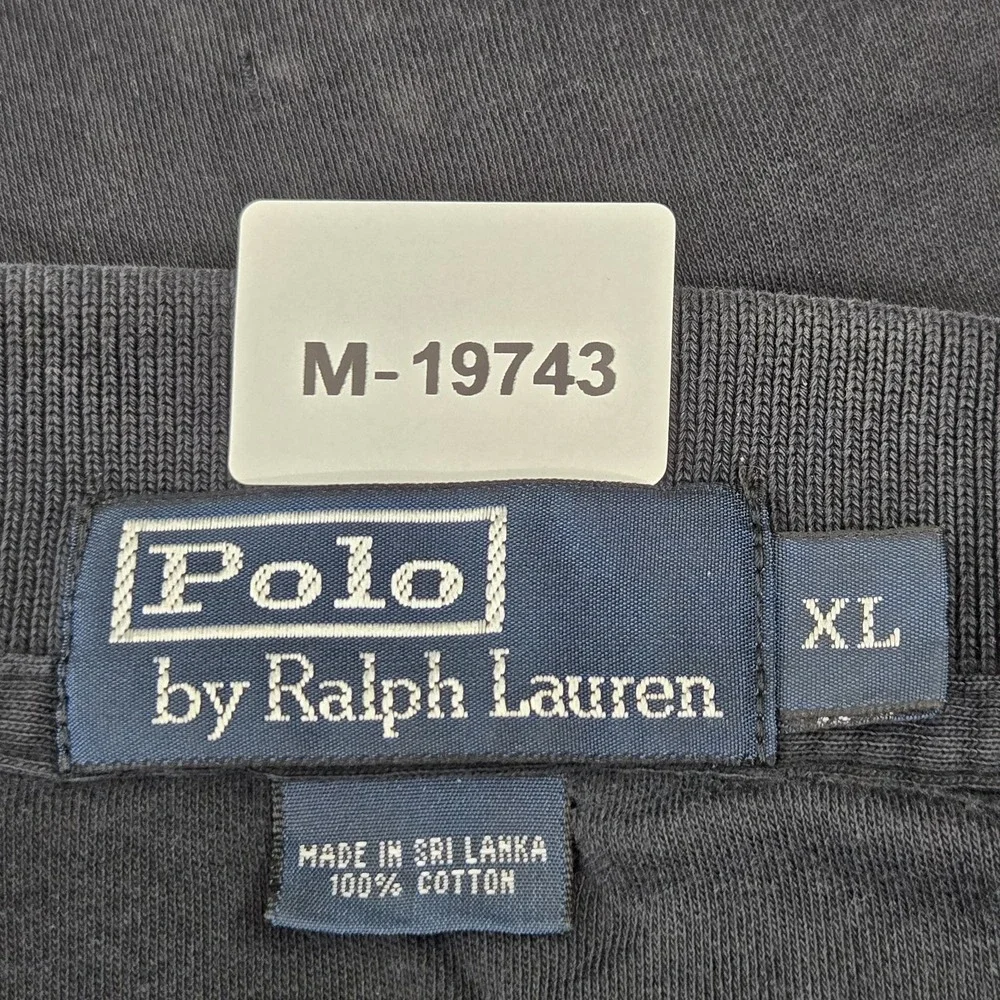 Polo By Ralph Lauren Men Polo XL Black Embroidered Button Logo Short Sleeve READ